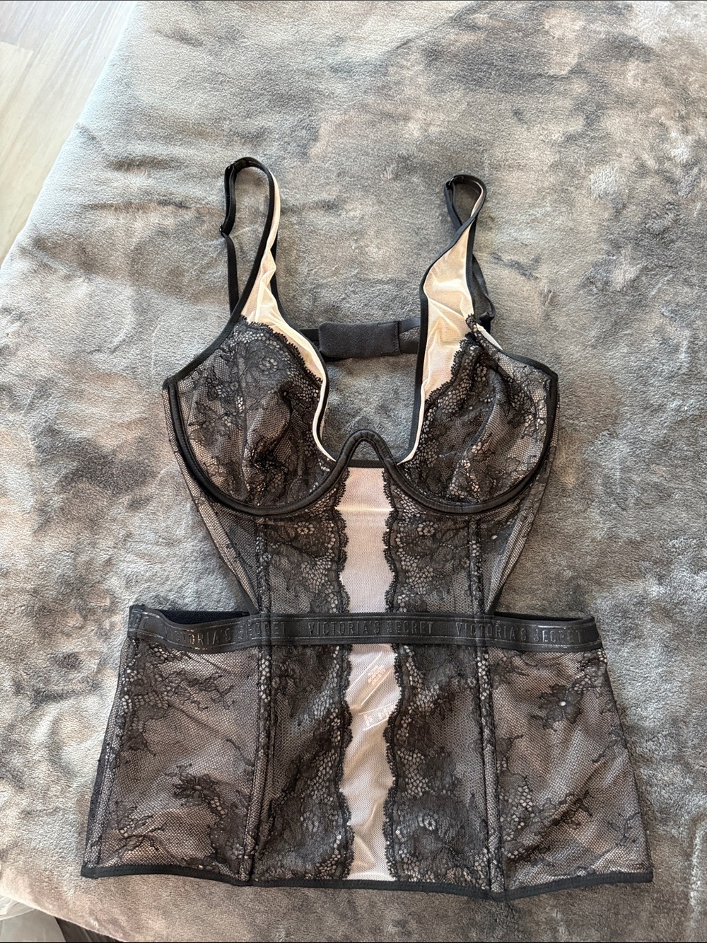 Victoria's Secret Black Lace Longline Bustier